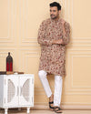 Indiehaat | Royal Reflection BlockPrinted Cotton Kurta Pyjama Calm Beige