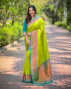 Indiehaat|Paithani Silk Zari Woven Contrast Green Saree