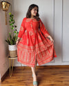 Indiehaat | Blockprinted Cotton Long Dress Orange