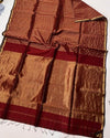 Indiehaat | Handloom Maheshwari Red Tissue Silk Saree