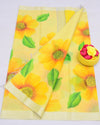 Indiehaat | Kota Linen Hand Painted Yellow Saree | Artistry