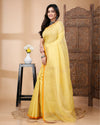 Tissue Silk Yellow Saree Plain Running Blouse | Indiehaat