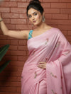 Silkmark Certified Pure Tussar Classy Embroidered Pink Saree