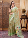 Kota Doria Paithani Embroidery Designer Saree Green