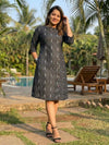 Edgy Pure Cotton Black Ikkat Dress