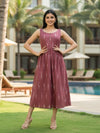 Rich Pure Cotton Maroon Ikkat Dress