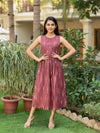 Urban Pure Cotton Maroon Ikkat Dress