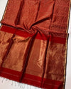 Indiehaat | Handloom Maheshwari Red Tissue Silk Saree