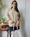 Indiehaat | Kanchi Cotton Peplum Tops Simple Beige BlockPrinted