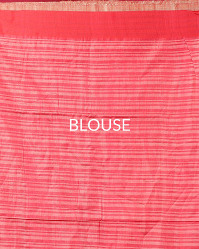 Indiehaat | Silkmark Certified Ghicha Tussar Red Saree