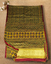 Indiehaat | Ajrakh Blockprint Modal Silk Lagdi Patta Yellow & Green Saree