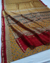 Indiehaat | Chanderi Silk Ajrakh Print Saree Yellow