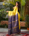 Silkmark Certified Ghicha Tussar Inspiring Yellow Saree
