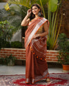 Ethereal Handwoven Pure Linen Brown Saree