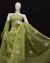 Indiehaat|Kota Doria Embroidered Green Suits(Top+Bottom+Dupatta)