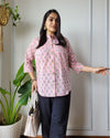 Indiehaat | Pure Cotton Peplum Top Pink Blockprinted