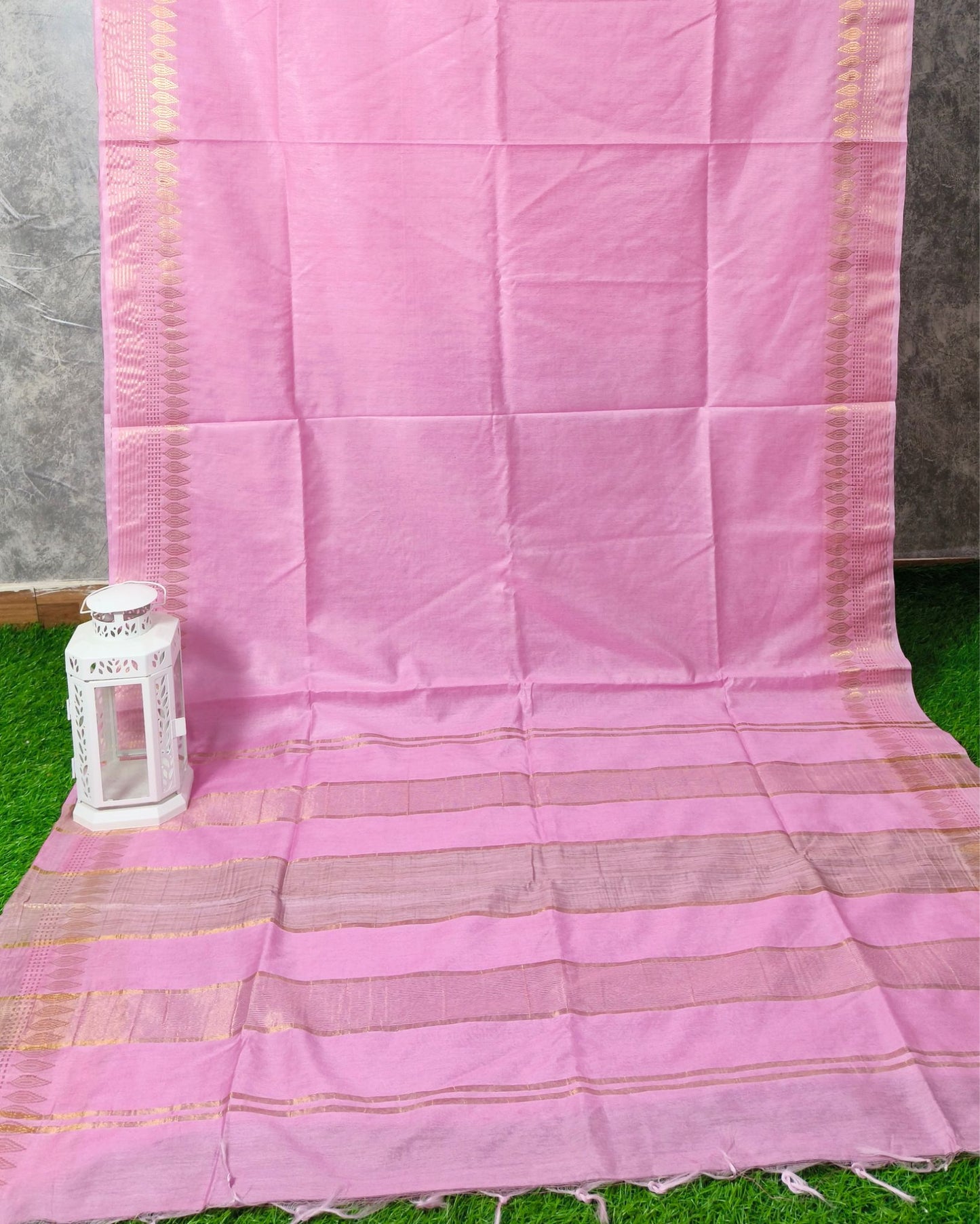 3498-Handcrafted Kota Silk Pink Saree Jacquard Weaves with Blouse