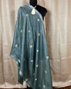 Indiehaat | Gulmohar Slub Linen Dark Green Unstiched Embroidered Suit