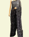 Tepchi Handwork Georgette Work Black Saree