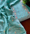 Gulmohar Pure Linen Embroidered Sky Blue Suit Piece