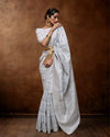 Indiehaat | Kafreen Silk Handloom Weaving White Saree