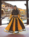 Indiehaat | Blockprinted Cotton Black & Yellow Lehanga Choli Set