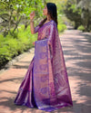 Indiehaat | Pure Tissue Silk Zari Woven Purple Saree