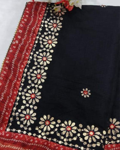 Indiehaat | Kota Cotton Gota Patti Black Saree