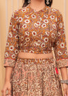 Indiehaat | Blockprinted Brown Lehanga Choli Set