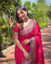 Indiehaat | Paithani Silk Pink Zari Weaving Saree