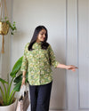 Indiehaat | Pure Cotton Peplum Top Green Blockprinted