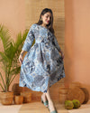 Indiehaat | Blockprinted Cotton Long Dress Gray