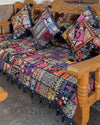 Indiehaat|Kambadiya Blue Sofa Throw & Cushion Cover|Elegant Décor