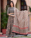 Indiehaat | Festive Fusion Lehanga Choli Set Classic Black BlockPrinted