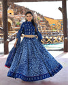 Indiehaat | Blockprinted Cotton Indigo Blue Lehanga Choli Set