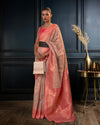 Indiehaat | Kashmiri Modal Silk Zari Weaving Pink Saree