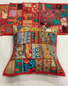 Indiehaat Khamma Ghani Kambadiya Red Cushion Cover | Elegant Décor