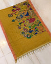 Indiehaat | Mangalagiri Silk Handpainted Yellow Dupatta