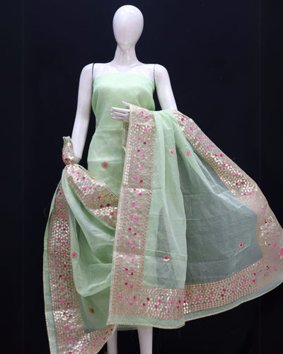 Indiehaat | Kota Cotton Gota Patti Green Suit Set