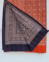 Indiehaat | Ajrakh Print Bright Orange & Blue Reversible Bedspread