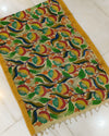 Indiehaat | Mangalagiri Silk Handpainted Yellow Dupatta