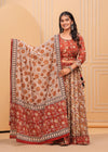 Indiehaat | Blockprinted Brown Lehanga Choli Set