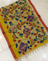 Indiehaat | Mangalagiri Silk Handpainted Yellow Dupatta