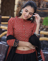 Indiehaat | Blockprinted Cotton Black & Brown Lehanga Choli Set