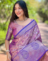 Indiehaat | Pure Tissue Silk Zari Woven Purple Saree