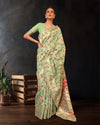 Indiehaat | Kashifa Silk Handloom Weaving Green Saree