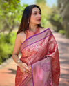 Indiehaat | Pure Tissue Silk Zari Woven Red Saree