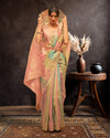 IndieHaat | Organza Banarasi Silk Pink & Green Saree