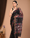 Indiehaat | Blockprinted Kota Doria Black Saree | Elegant