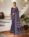 Indiehaat | Blockprinted Mul Cotton Blue Saree